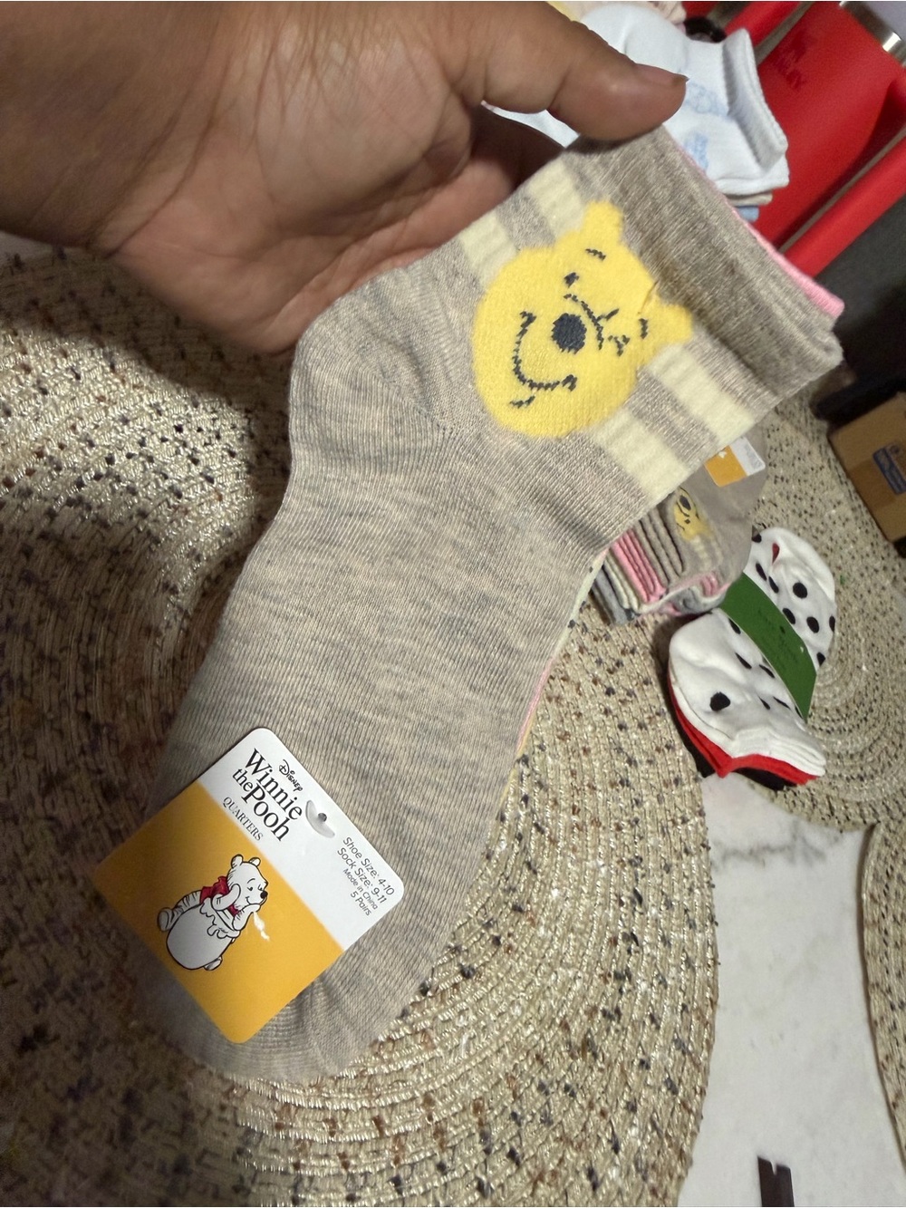 5pairs Winnie the Pooh Beige quarter Socks